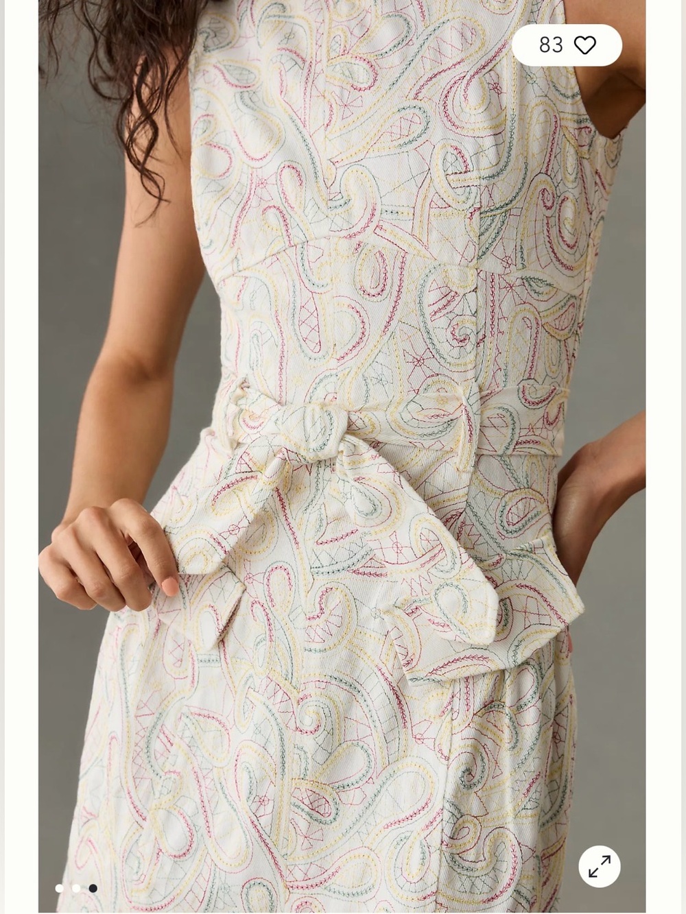 Shoshanna Embroidered Paisley Belted Mini Dress Size 12 Cottagecore Coastal New - Picture 3 of 7